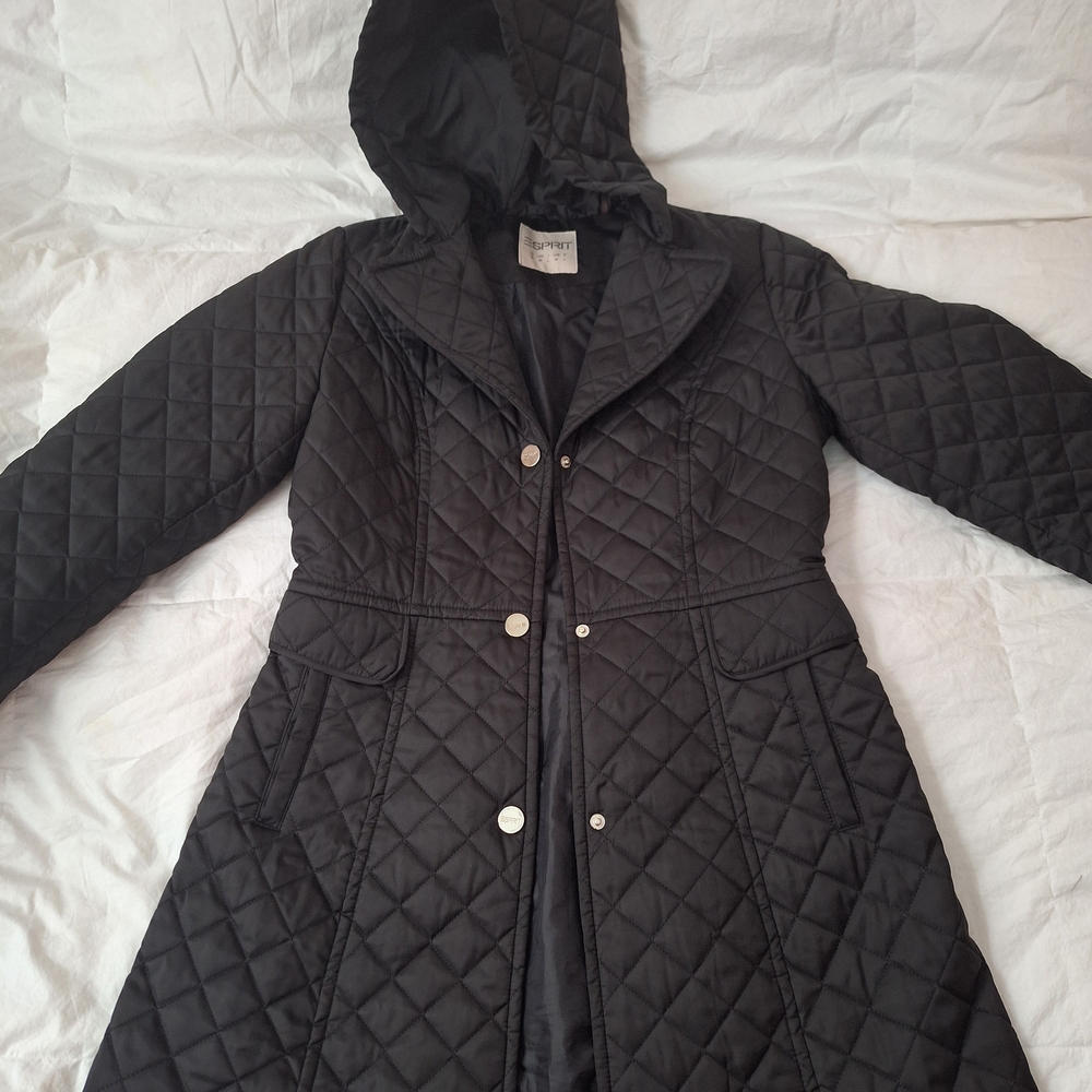 Esprit Black Quilted Light Weight Hooded Jacket